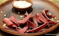 Stroganina from a deer